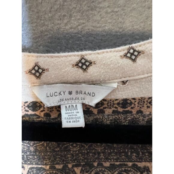 Lucky Brand Women's Boho Tunic Hippie Geometric Beige Brown (M) - Picture 4 of 6